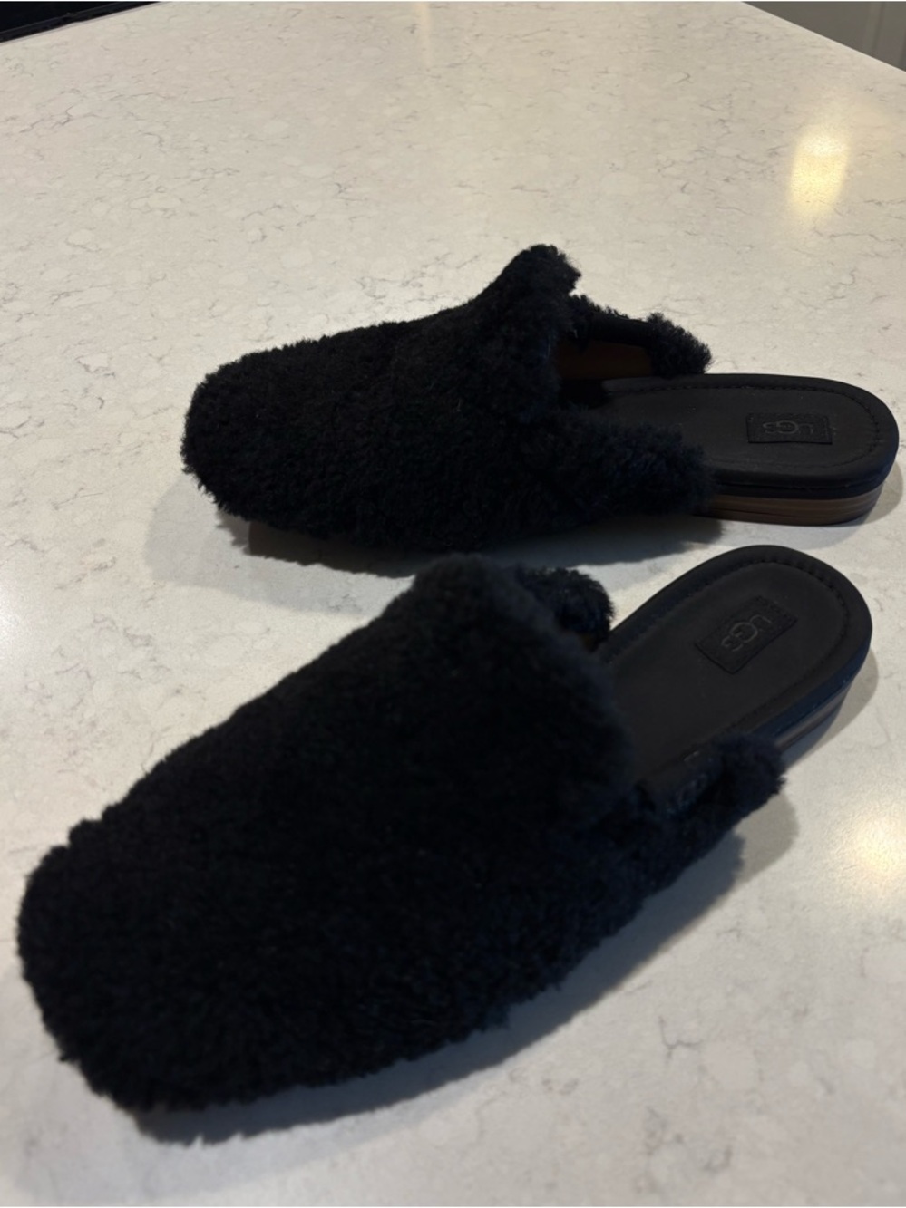 UGG Black Janaya Genuine Shearling Slip-On Mules